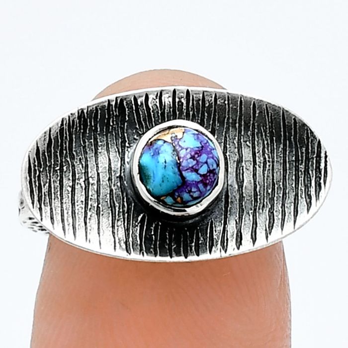 Kingman Purple Dahlia Turquoise Ring size-6 SDR244256 R-1573, 5x5 mm