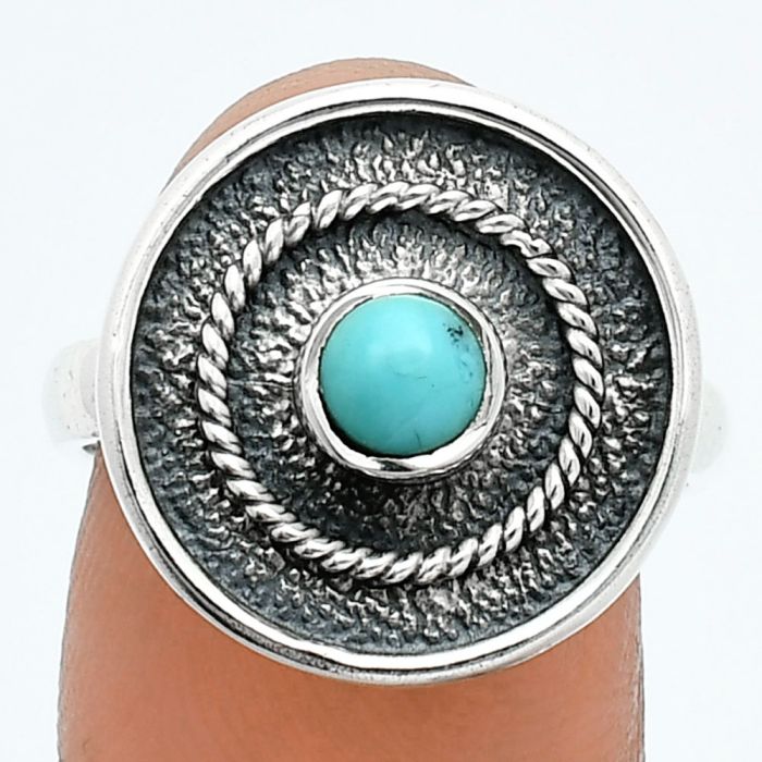 Natural Rare Turquoise Nevada Aztec Mt Ring size-7.5 SDR244296 R-1439, 5x5 mm