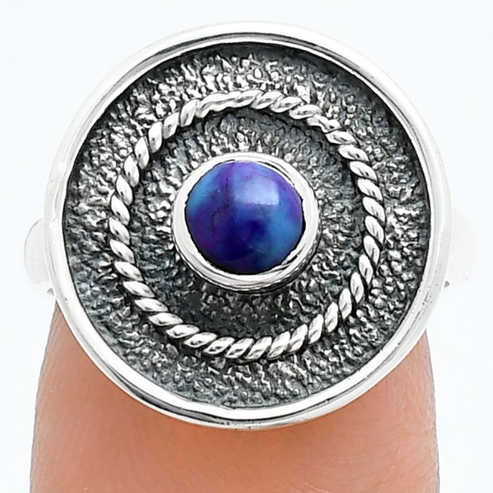 Kingman Purple Dahlia Turquoise Ring size-7 SDR244302 R-1439, 5x5 mm