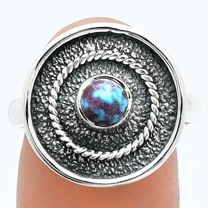 Kingman Purple Dahlia Turquoise Ring size-8 SDR244317 R-1439, 5x5 mm