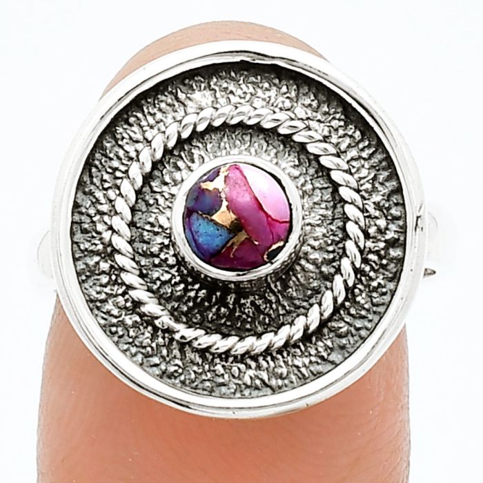 Kingman Pink Dahlia Turquoise Ring size-7.5 SDR244327 R-1439, 5x5 mm