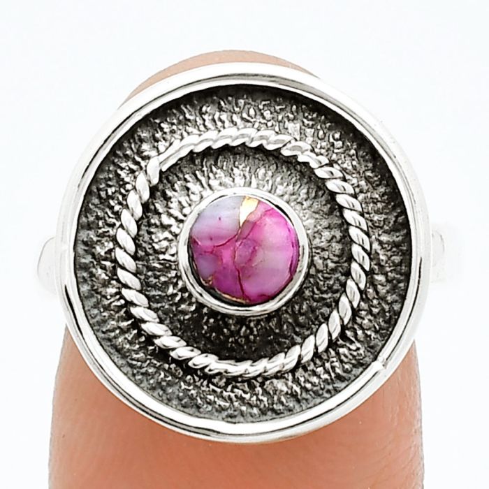 Kingman Pink Dahlia Turquoise Ring size-7.5 SDR244360 R-1439, 5x5 mm