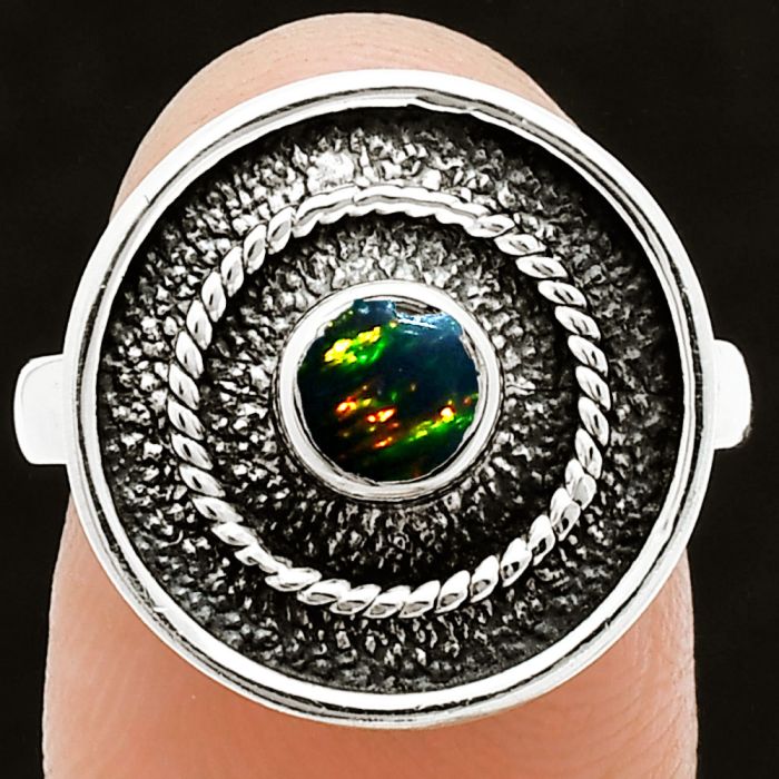 Black Ethiopian Opal Ring size-7 SDR244387 R-1439, 5x5 mm