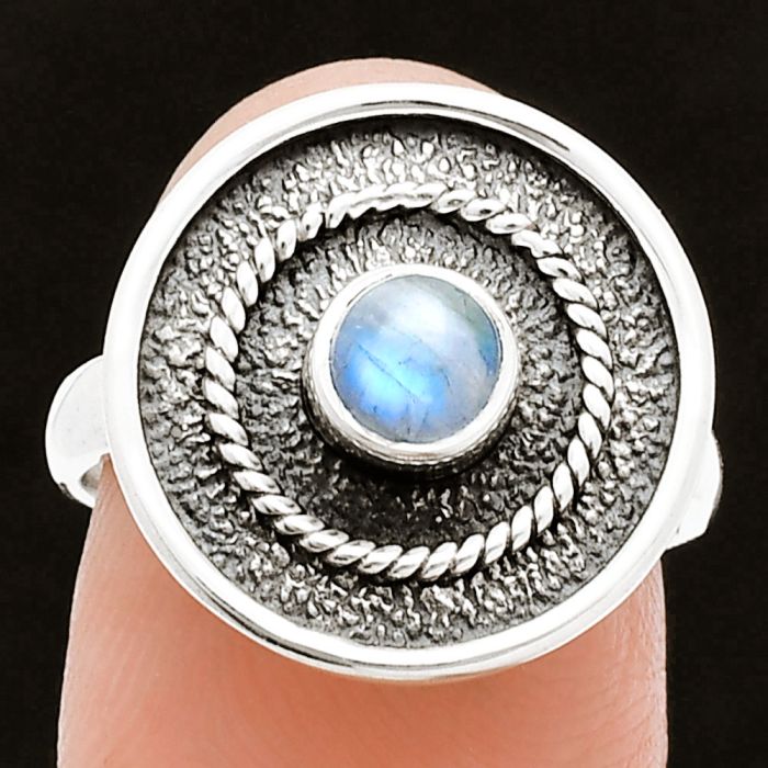 Rainbow Moonstone Ring size-7 SDR244391 R-1439, 5x5 mm