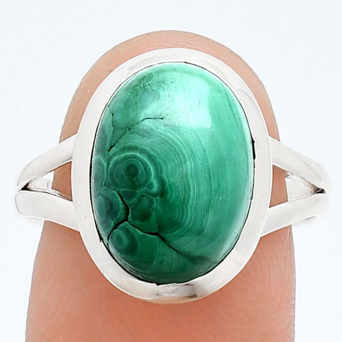 Malachite Eye Ring size-9 SDR244433 R-1005, 10x14 mm