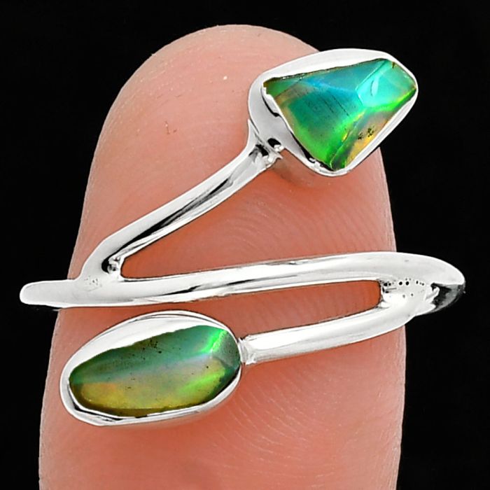 Ethiopian Opal Rough Ring size-9 SDR244500 R-1169, 4x8 mm