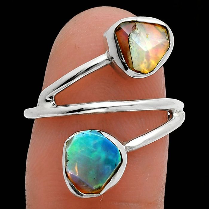 Ethiopian Opal Rough Ring size-7 SDR244502 R-1169, 7x8 mm