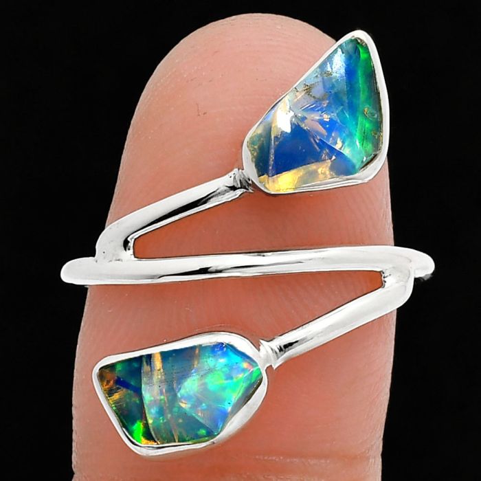 Ethiopian Opal Rough Ring size-8 SDR244503 R-1169, 6x9 mm