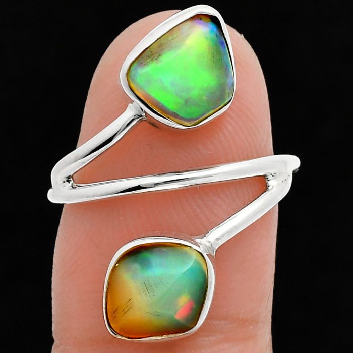 Ethiopian Opal Rough Ring size-7 SDR244505 R-1169, 8x9 mm