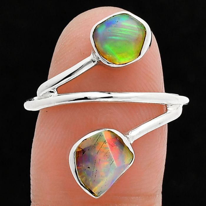 Ethiopian Opal Rough Ring size-9 SDR244509 R-1169, 7x8 mm