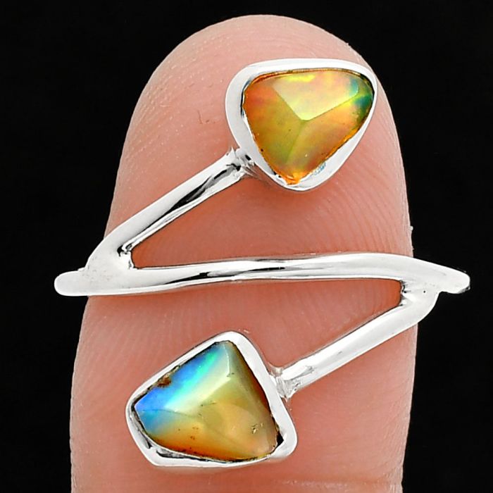 Ethiopian Opal Rough Ring size-9 SDR244510 R-1169, 6x7 mm