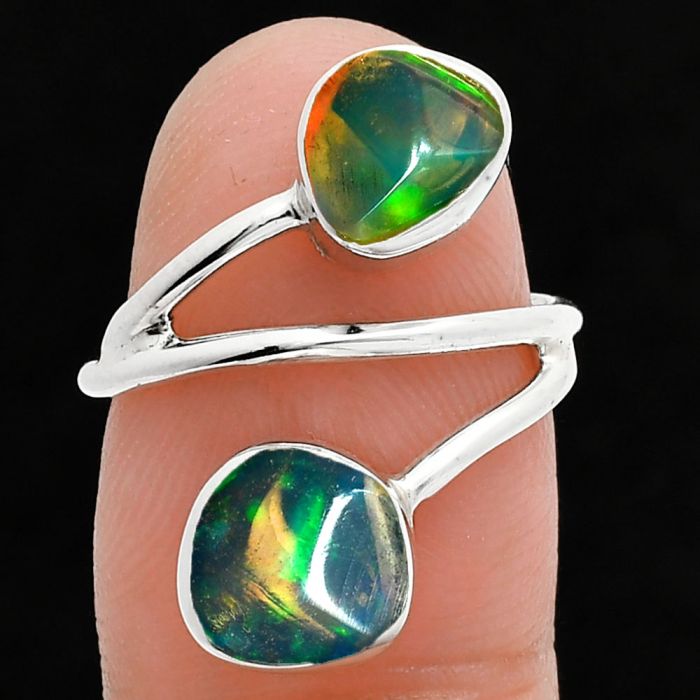 Ethiopian Opal Rough Ring size-6 SDR244512 R-1169, 8x8 mm