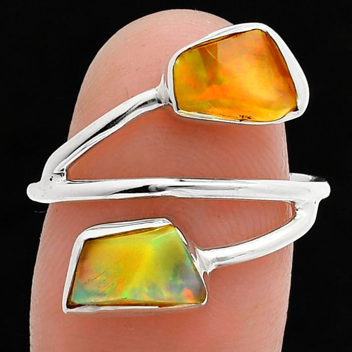 Ethiopian Opal Rough Ring size-8 SDR244514 R-1169, 6x9 mm