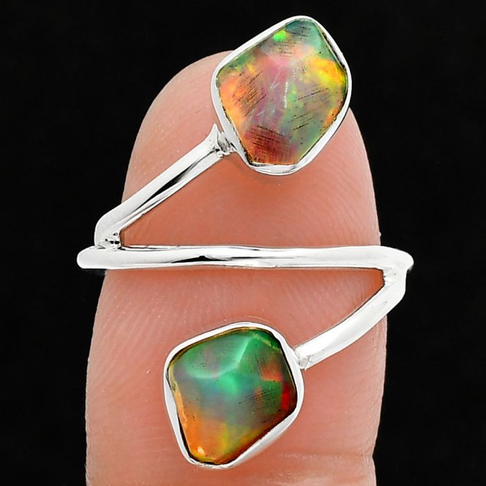 Ethiopian Opal Rough Ring size-7 SDR244515 R-1169, 7x9 mm