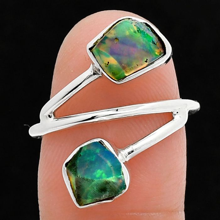 Ethiopian Opal Rough Ring size-8 SDR244516 R-1169, 6x8 mm