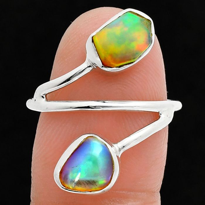 Ethiopian Opal Rough Ring size-8 SDR244517 R-1169, 6x8 mm