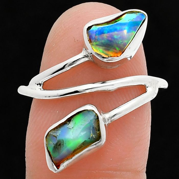 Ethiopian Opal Rough Ring size-8.5 SDR244519 R-1169, 5x10 mm