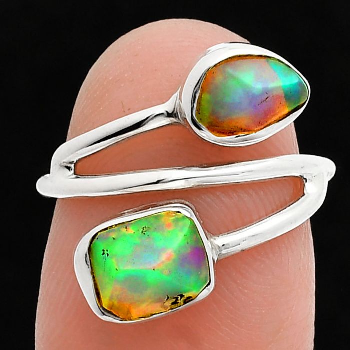 Ethiopian Opal Rough Ring size-6 SDR244520 R-1169, 6x7 mm