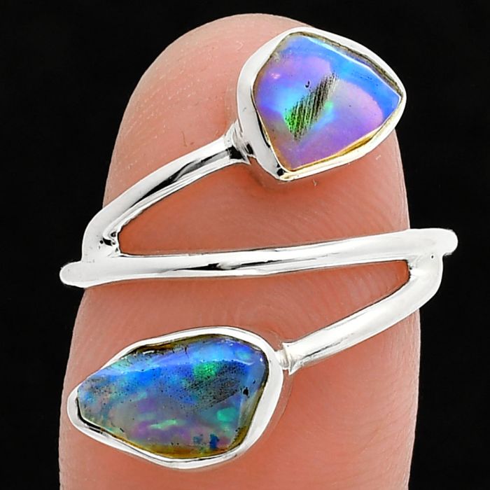 Ethiopian Opal Rough Ring size-7 SDR244521 R-1169, 6x10 mm