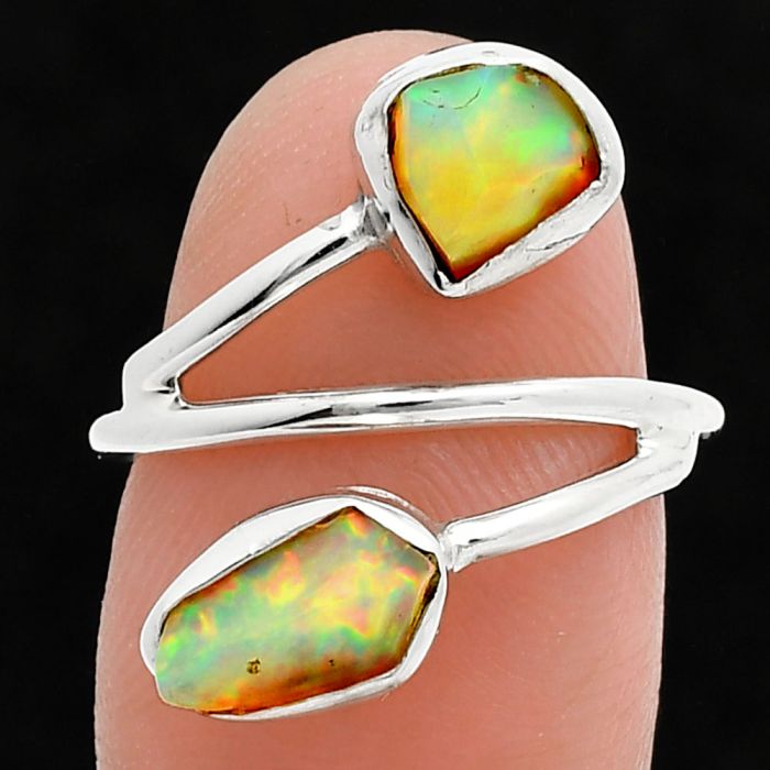 Ethiopian Opal Rough Ring size-7 SDR244522 R-1169, 5x9 mm