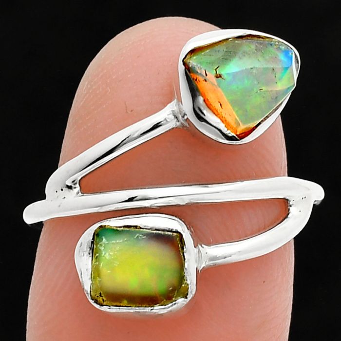 Ethiopian Opal Rough Ring size-7 SDR244524 R-1169, 7x7 mm