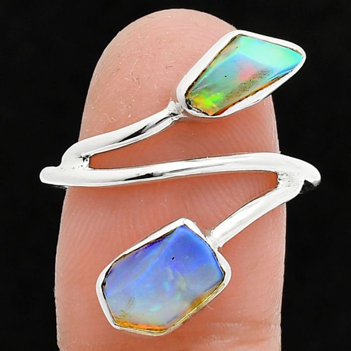 Ethiopian Opal Rough Ring size-9 SDR244526 R-1169, 6x9 mm