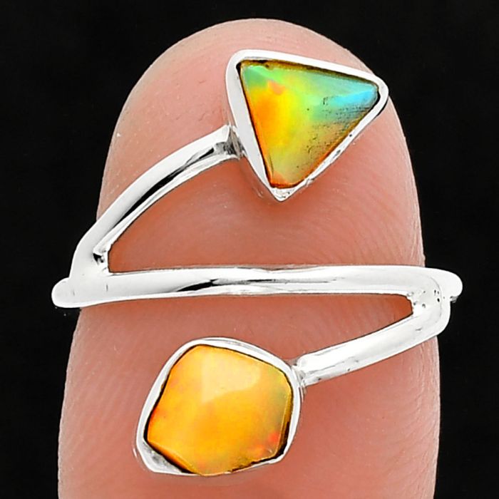 Ethiopian Opal Rough Ring size-6 SDR244538 R-1169, 6x7 mm