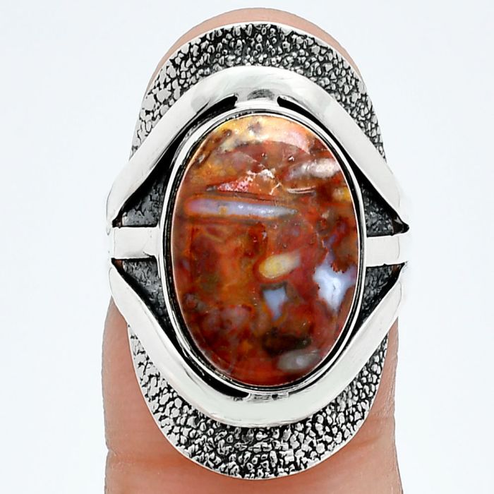 Red Palm Root Agate Ring size-6.5 SDR244664 R-1402, 11x16 mm