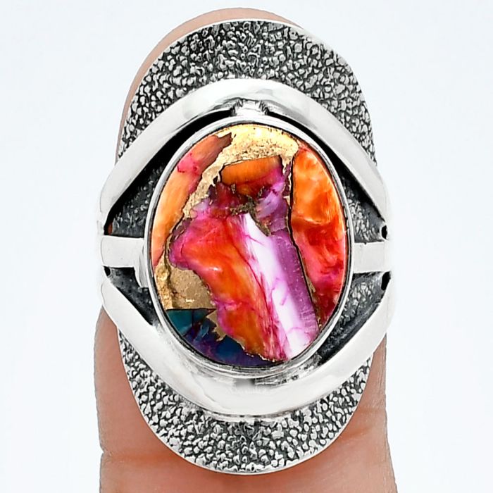 Kingman Orange Dahlia Turquoise Ring size-6 SDR244720 R-1402, 11x14 mm