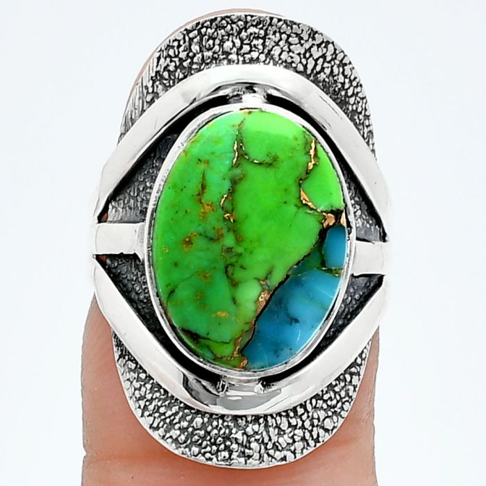 Blue Turquoise In Green Mohave Ring size-6 SDR244734 R-1402, 11x15 mm