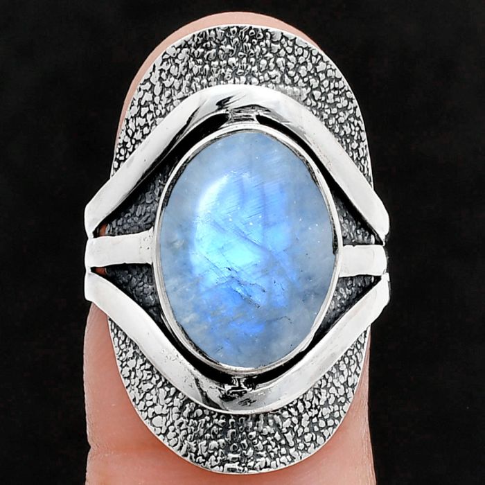 Rainbow Moonstone Ring size-7 SDR244745 R-1402, 10x14 mm