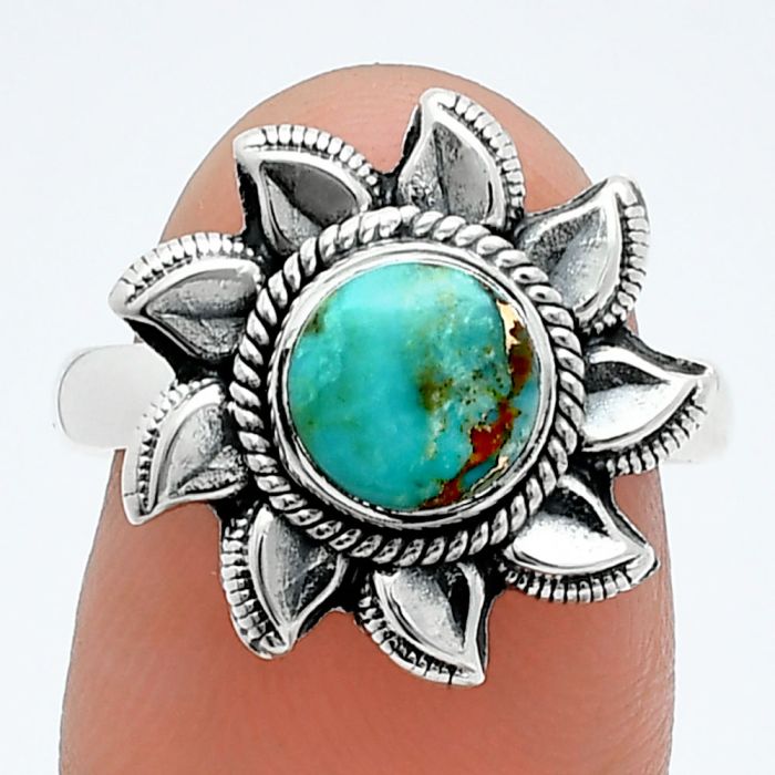 Sun - Kingman Copper Teal Turquoise Ring size-7.5 SDR244752 R-1617, 7x7 mm