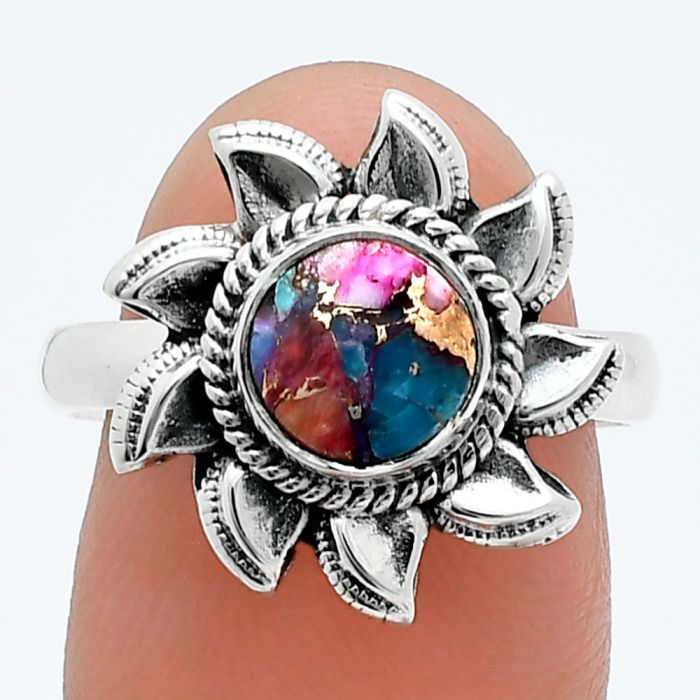 Sun - Kingman Pink Dahlia Turquoise Ring size-8 SDR244753 R-1617, 7x7 mm