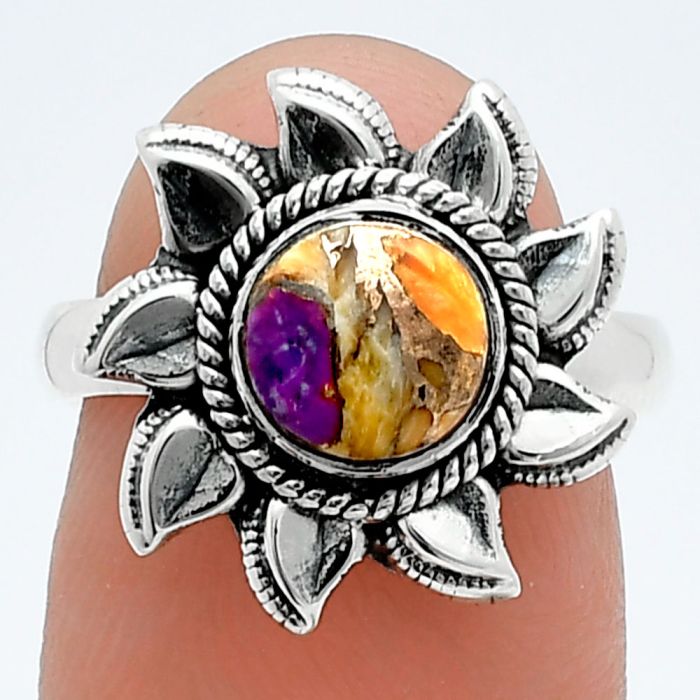 Sun - Spiny Oyster Turquoise Ring size-6.5 SDR244760 R-1617, 7x7 mm