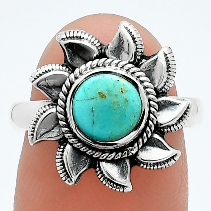 Sun - Natural Rare Turquoise Nevada Aztec Mt Ring size-7.5 SDR244762 R-1617, 7x7 mm