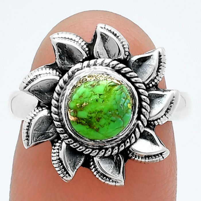 Sun - Copper Green Turquoise Ring size-7 SDR244780 R-1617, 7x7 mm