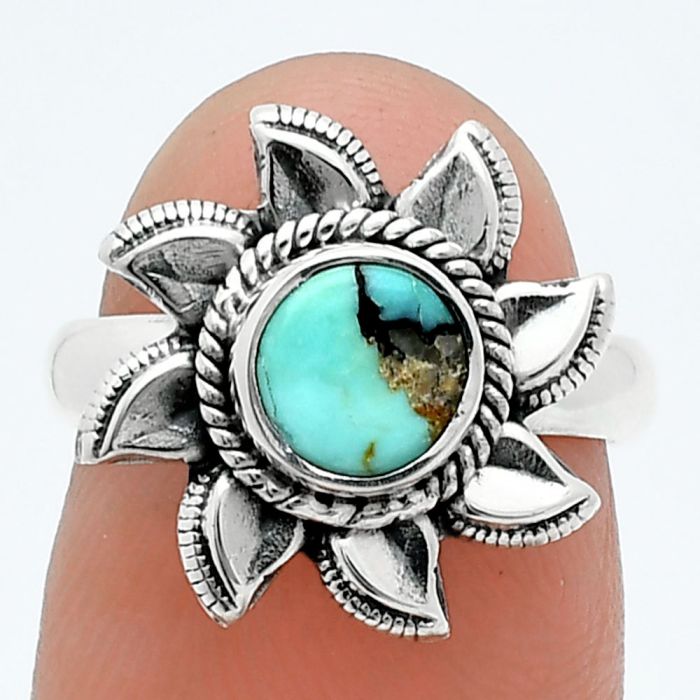 Sun - Lucky Charm Tibetan Turquoise Ring size-6 SDR244782 R-1617, 7x7 mm