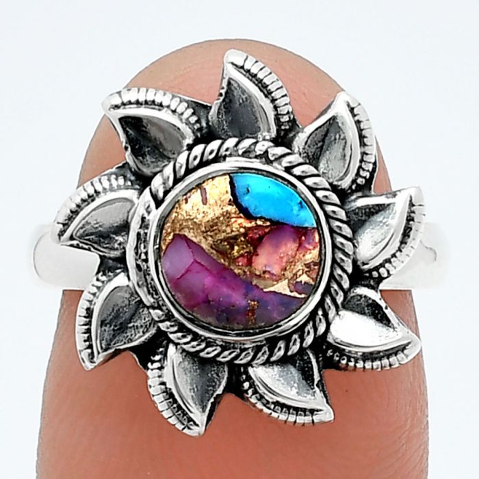 Sun - Kingman Pink Dahlia Turquoise Ring size-7 SDR244785 R-1617, 7x7 mm