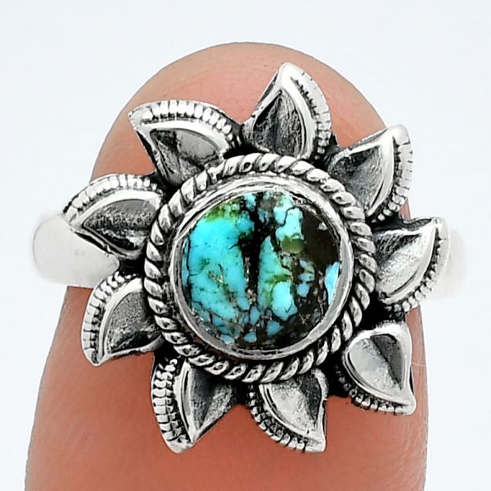 Sun - Lucky Charm Tibetan Turquoise Ring size-7 SDR244802 R-1617, 7x7 mm