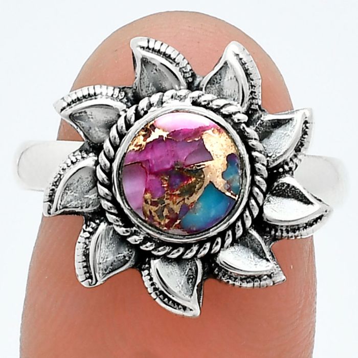 Sun - Kingman Pink Dahlia Turquoise Ring size-8 SDR244805 R-1617, 7x7 mm