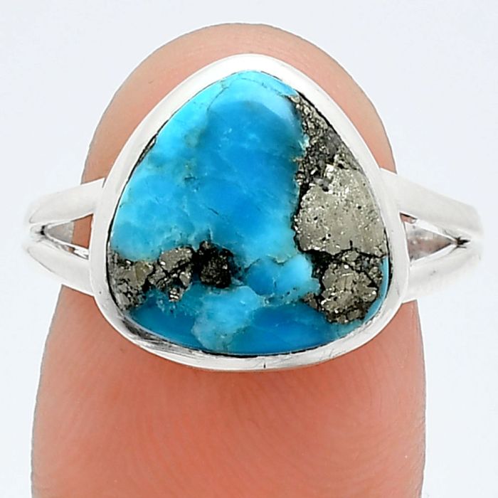 Kingman Turquoise With Pyrite Ring size-8 SDR244811 R-1002, 12x12 mm