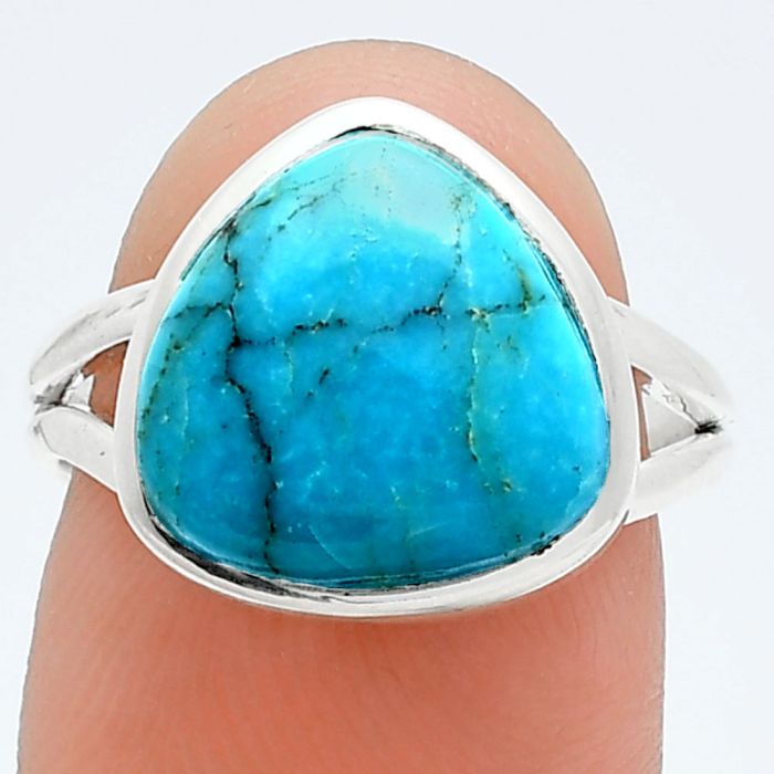 Natural Turquoise Morenci Mine Ring size-7 SDR244822 R-1002, 12x12 mm