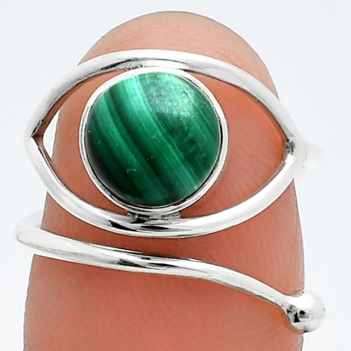 Adjustable Eye - Malachite Eye Ring size-6 SDR244853 R-1254, 8x8 mm