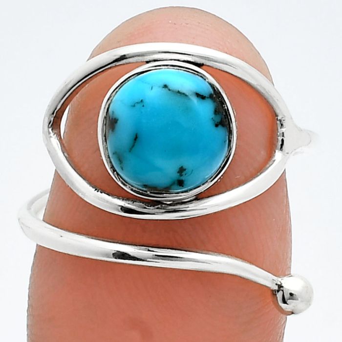 Adjustable Eye - Natural Turquoise Morenci Mine Ring size-7 SDR244857 R-1254, 8x8 mm