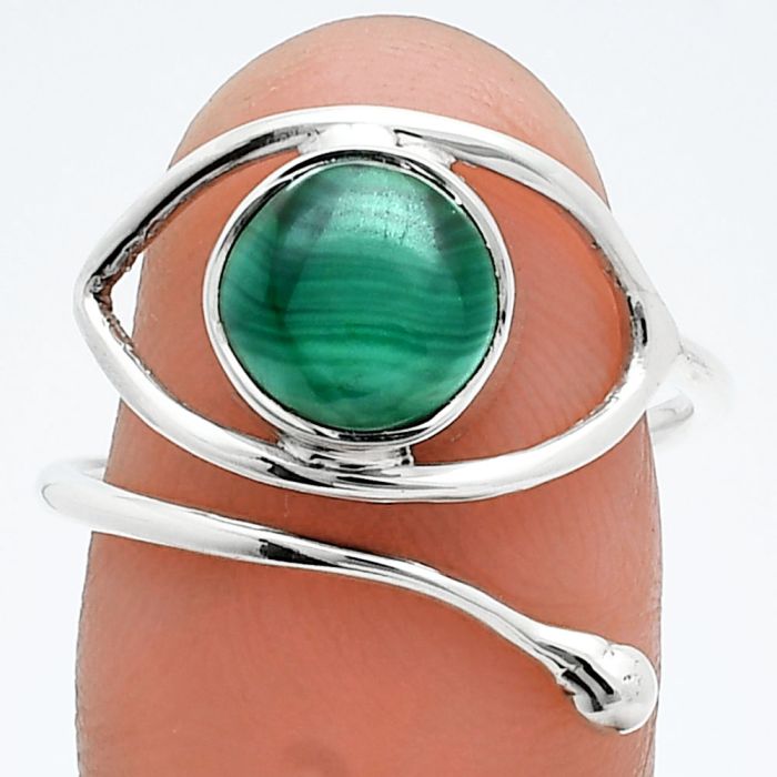 Adjustable Eye - Malachite Eye Ring size-8.5 SDR244862 R-1254, 8x8 mm