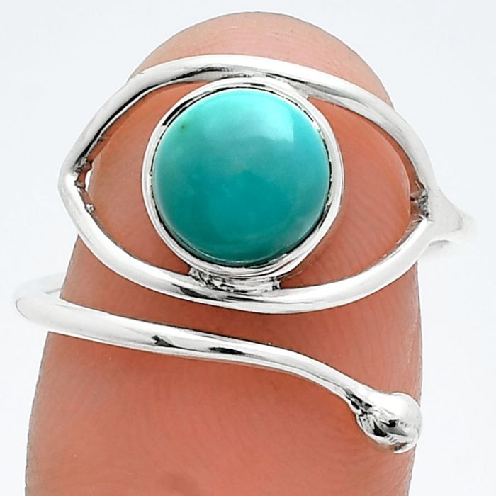 Adjustable Eye - Natural Rare Turquoise Nevada Aztec Mt Ring size-8.5 SDR244865 R-1254, 8x8 mm