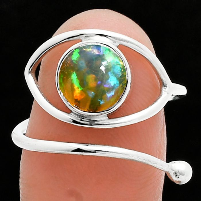 Adjustable Eye - Ethiopian Opal Ring size-8.5 SDR244877 R-1254, 8x8 mm