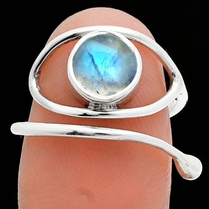 Adjustable Eye - Rainbow Moonstone Ring size-6.5 SDR244878 R-1254, 8x8 mm