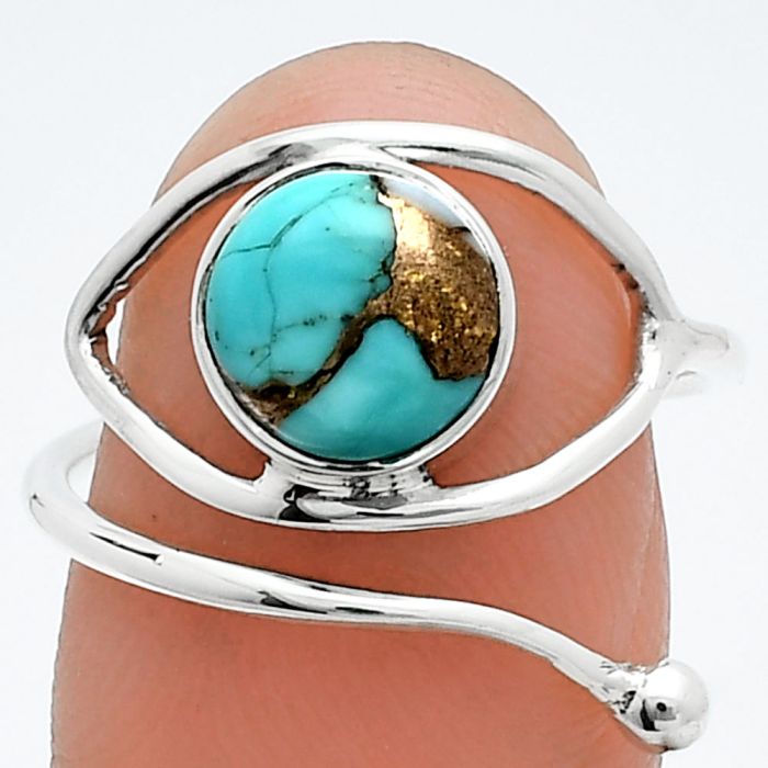 Adjustable Eye - Spiny Oyster Turquoise Ring size-8 SDR244887 R-1254, 8x8 mm