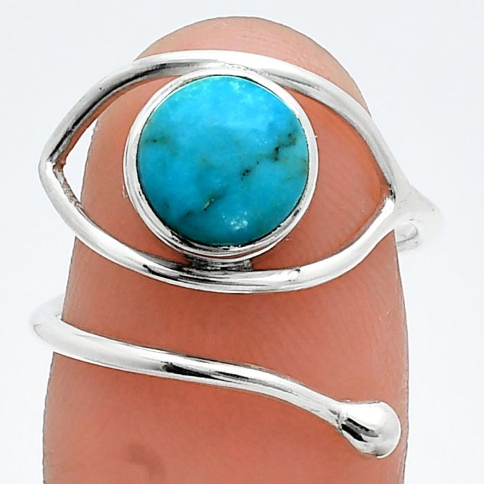 Adjustable Eye - Natural Rare Turquoise Nevada Aztec Mt Ring size-7 SDR244888 R-1254, 8x8 mm